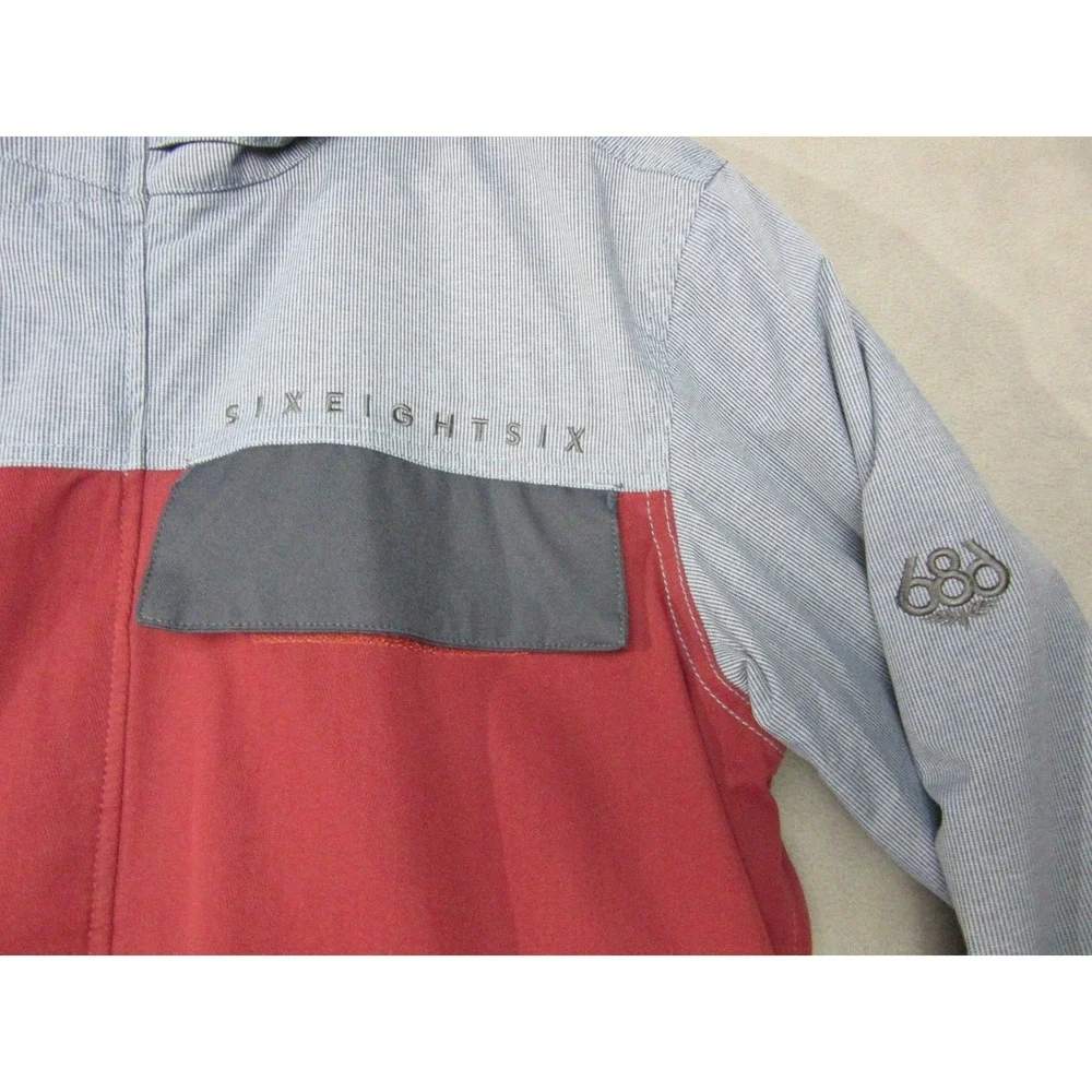 686 Jacket Mens Large Red Blue Authentic Smarty Technology 3-in-1 Hooded Zip Up